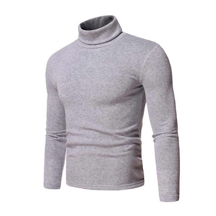 Men's Classic Casual Fleece High Collar Long Sleeve T-shirt 97790009K