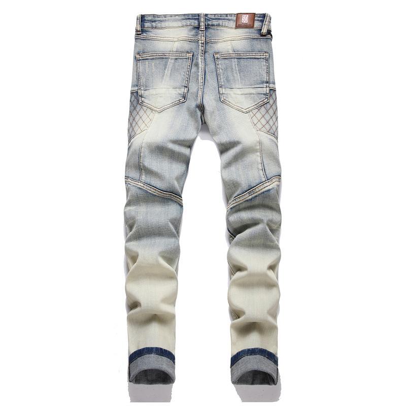 Men's Punk Patchwork Ripped Stretch Jeans 32517765U