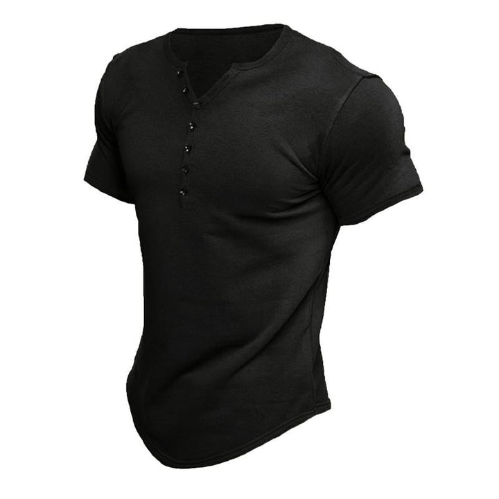 Men's Short Sleeve Solid Button Henley T-Shirt 60126755X