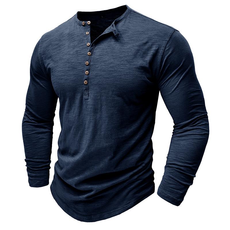 Men's Casual Multi-Button Henley Collar Long Sleeve T-Shirt 48759130Y