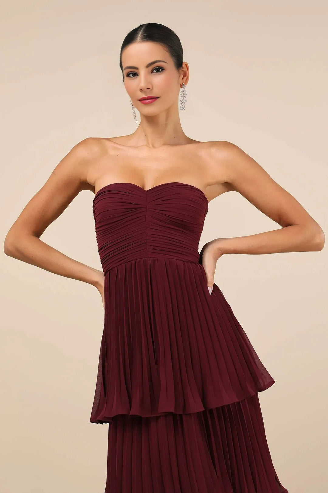 Olivia Strapless Plum Maxi Dress