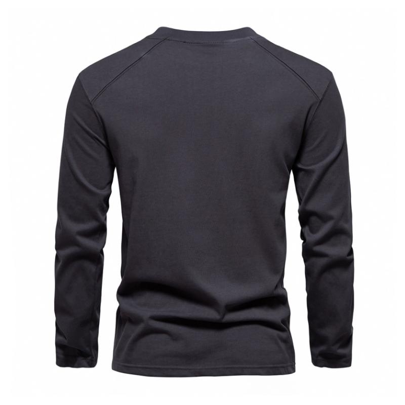 Men's Casual Cotton Breathable Round Neck Slim Long Sleeve T-shirt 39533085M