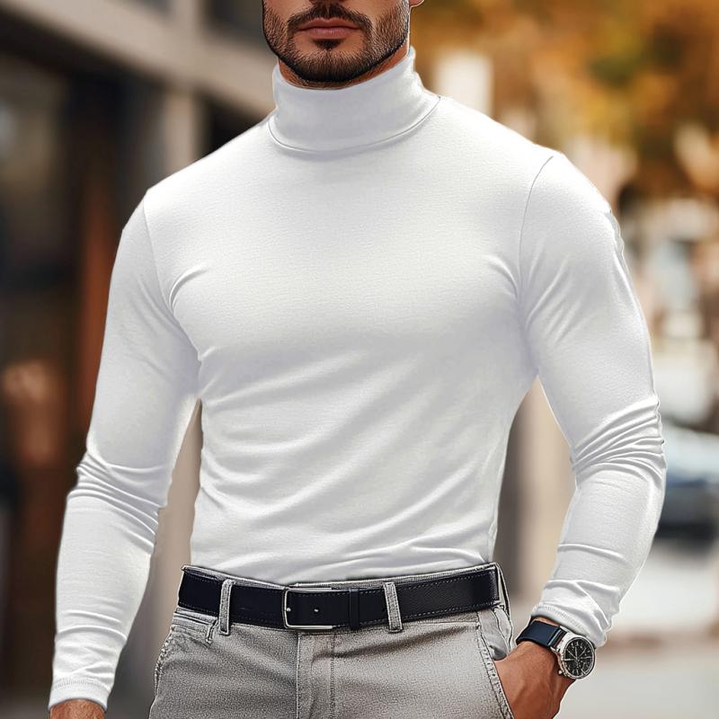 Men's Solid Color Half Turtle Neck Slim Fit Long Sleeve T-Shirt 05283189Y