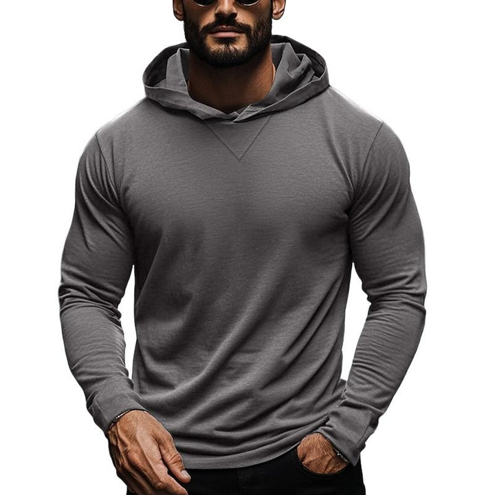 Men's Casual Solid Color Hooded Long Sleeve T-Shirt 22485540Y