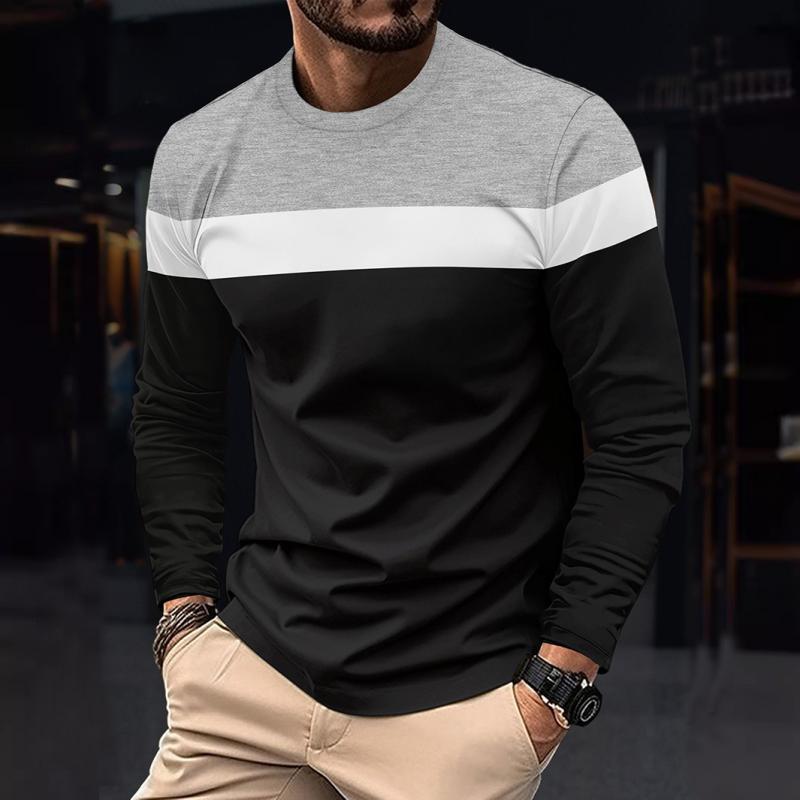 Men's Colorblock Round Neck Long Sleeve T-shirt 40663657Z