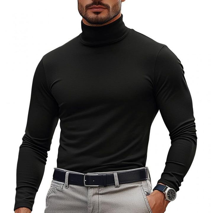 Men's Solid Color Half Turtle Neck Slim Fit Long Sleeve T-Shirt 05283189Y