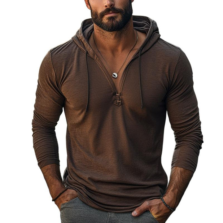 Men's Casual Drawstring Hood Slim Fit Long Sleeve T-Shirt 17807786Y