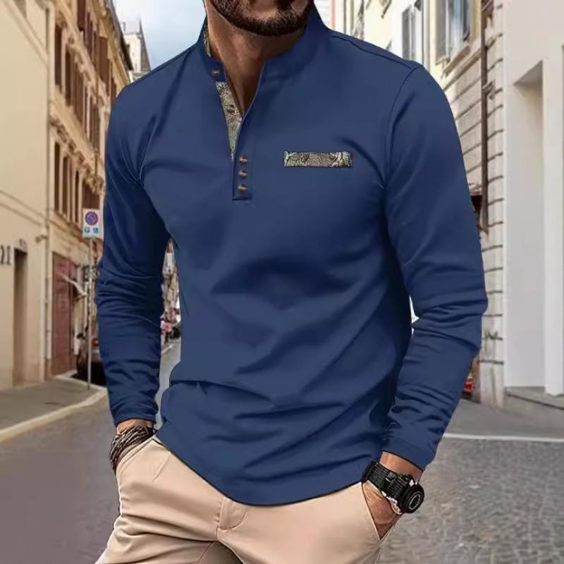 Men's Colorblock Stand Collar Long Sleeve T-Shirt 46741590Y