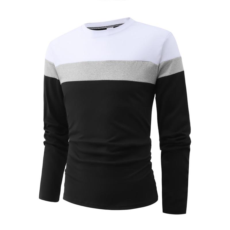 Men's Colorblock Round Neck Long Sleeve T-shirt 40663657Z