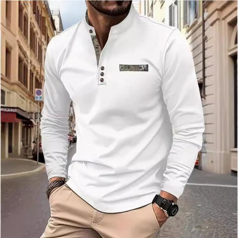 Men's Colorblock Stand Collar Long Sleeve T-Shirt 46741590Y