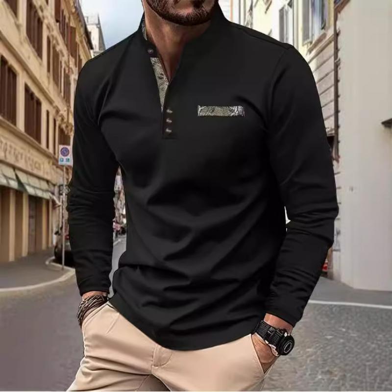 Men's Colorblock Stand Collar Long Sleeve T-Shirt 46741590Y