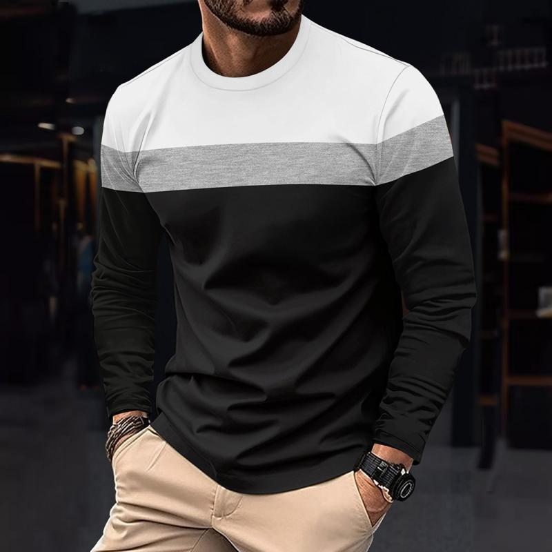 Men's Colorblock Round Neck Long Sleeve T-shirt 40663657Z