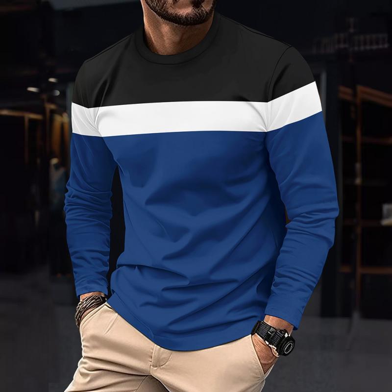 Men's Colorblock Round Neck Long Sleeve T-shirt 40663657Z