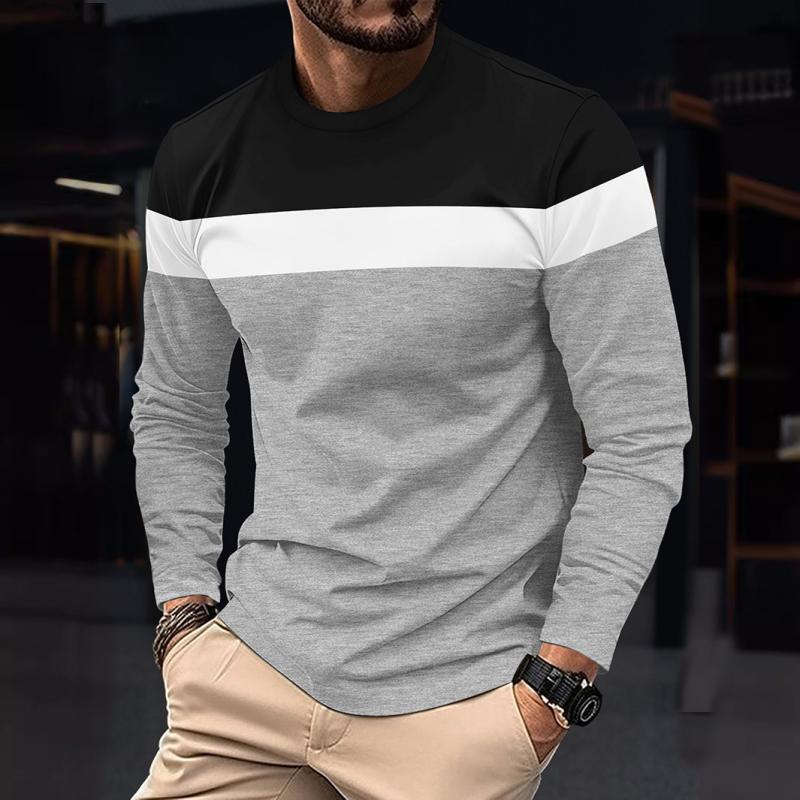 Men's Colorblock Round Neck Long Sleeve T-shirt 40663657Z