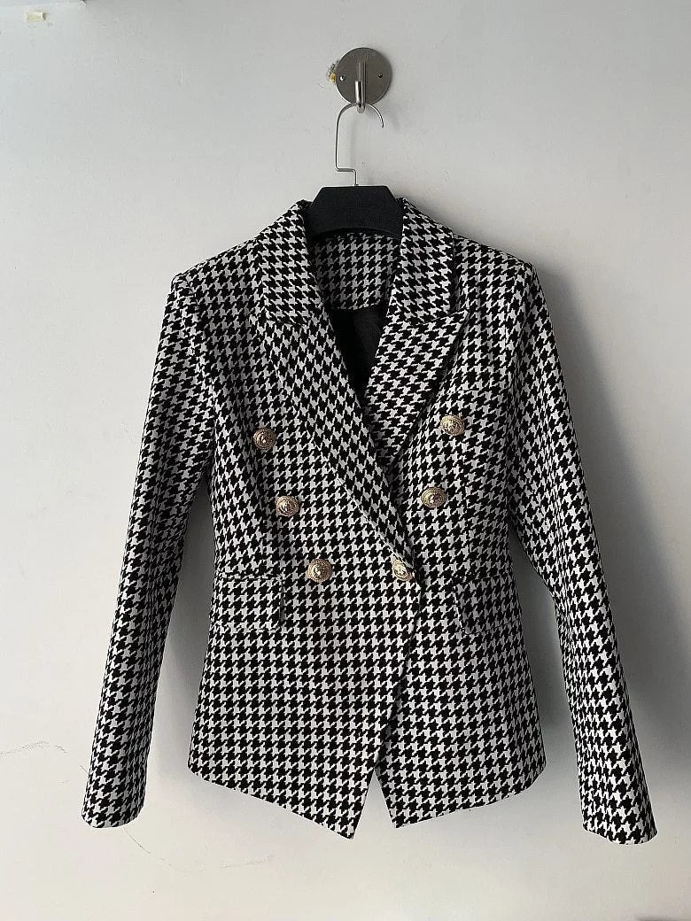 The Pauline Slim Fit Houndstooth Blazer